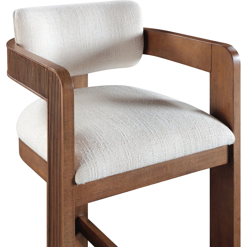 Sacha Cream Linen Textured Fabric Stool