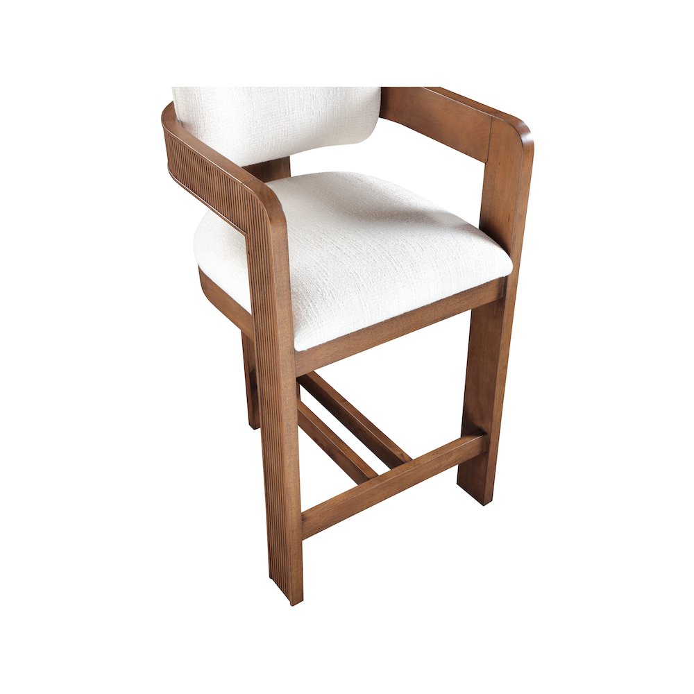 Sacha Cream Linen Textured Fabric Stool