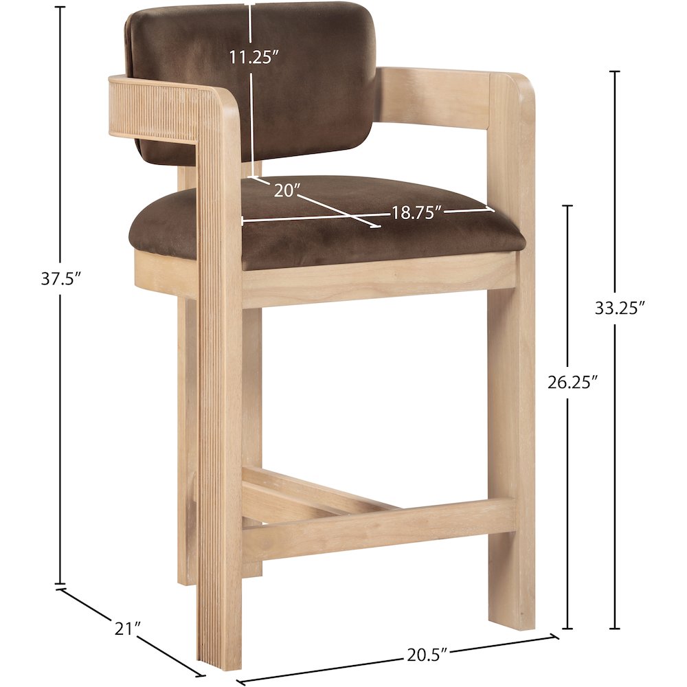Sacha Brown Velvet Stool