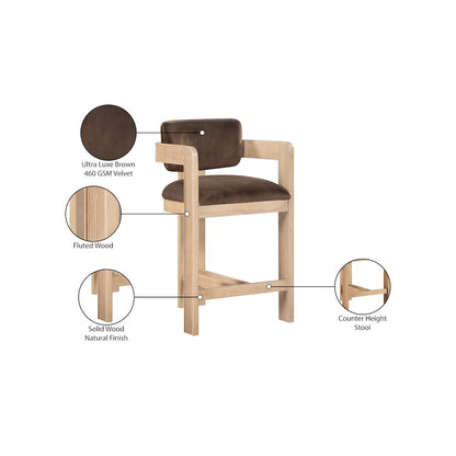Sacha Brown Velvet Stool