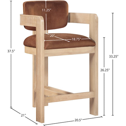 Sacha Cognac Velvet Stool