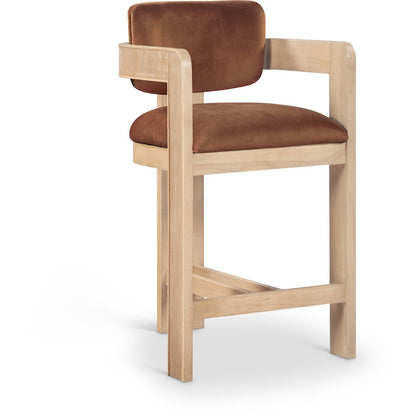 Sacha Cognac Velvet Stool