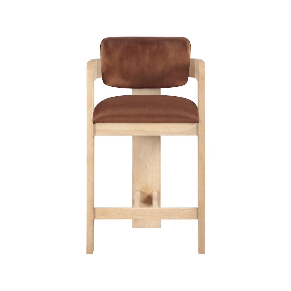 Sacha Cognac Velvet Stool