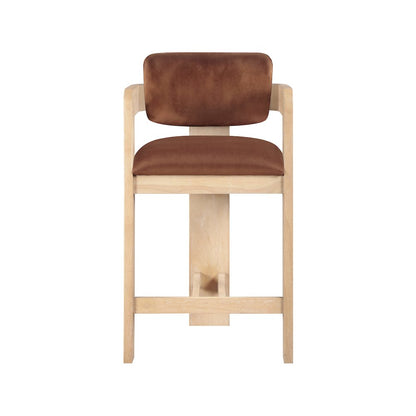 Sacha Cognac Velvet Stool