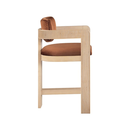 Sacha Cognac Velvet Stool