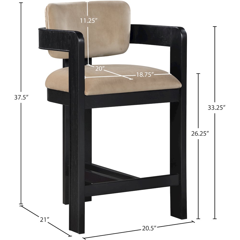 Sacha Beige Velvet Stool