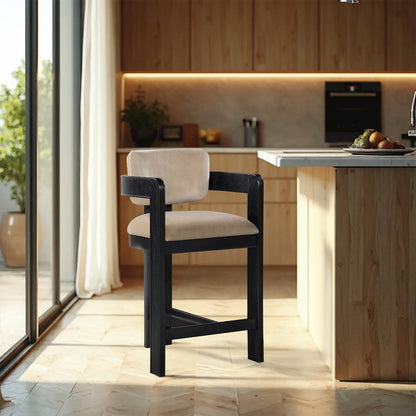 Sacha Beige Velvet Stool