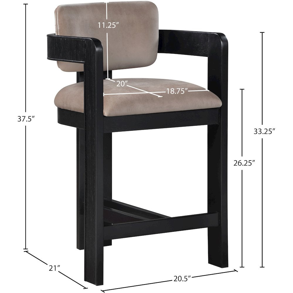Sacha Taupe Velvet Stool