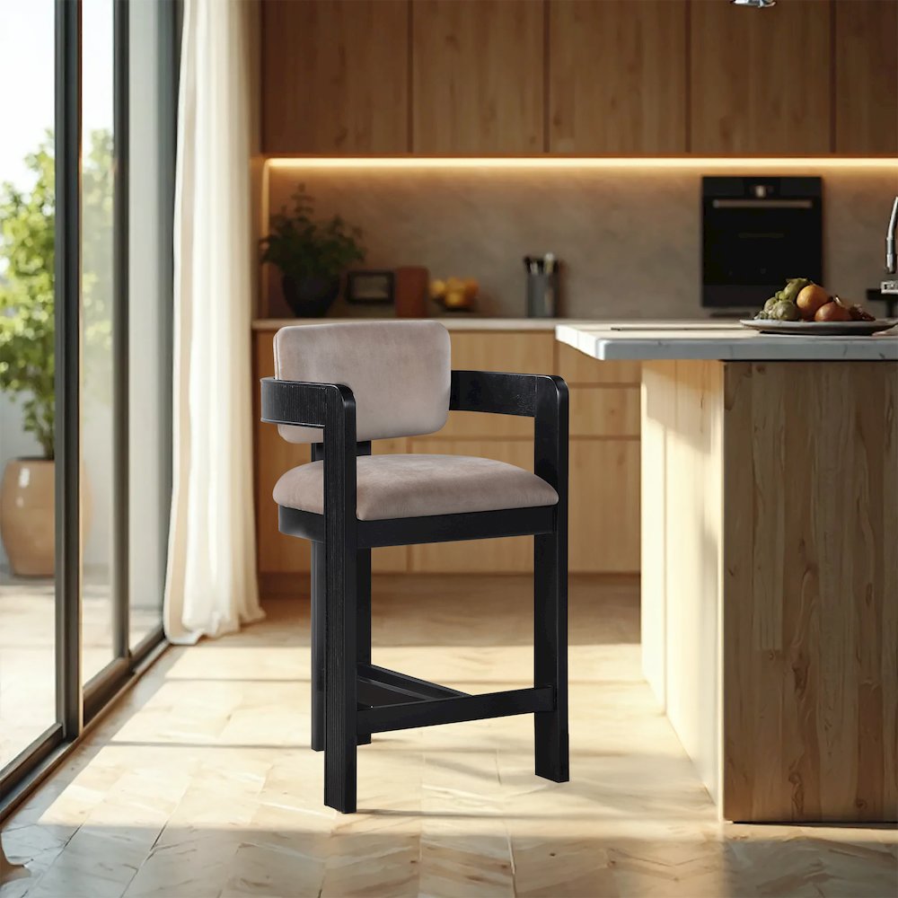 Sacha Taupe Velvet Stool