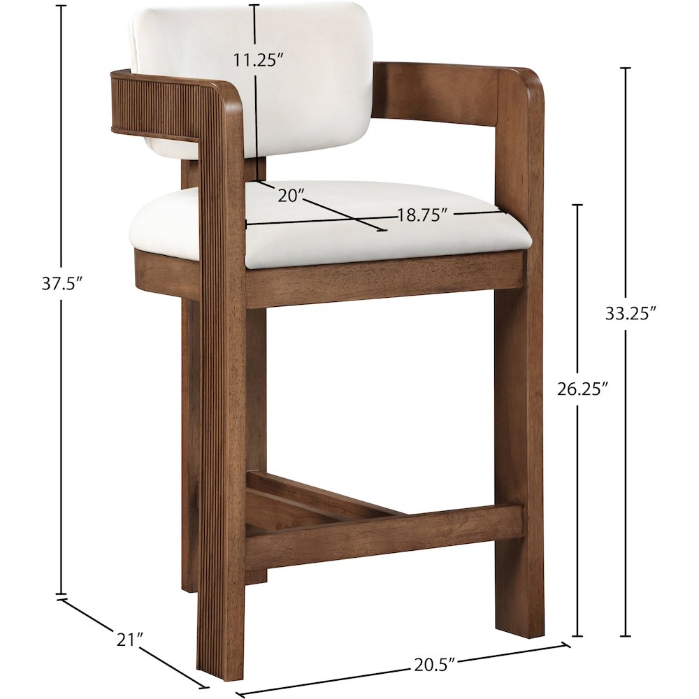 Sacha Cream Velvet Stool