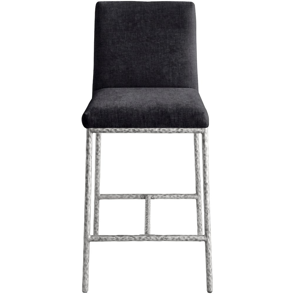 Reeves Black Chenille Fabric Upholstered Counter Stool, Set of 2