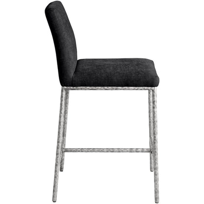 Reeves Black Chenille Fabric Upholstered Counter Stool, Set of 2