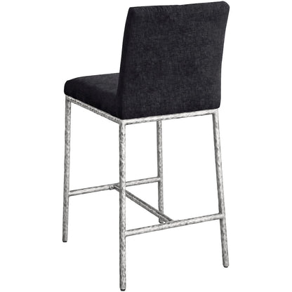 Reeves Black Chenille Fabric Upholstered Counter Stool, Set of 2