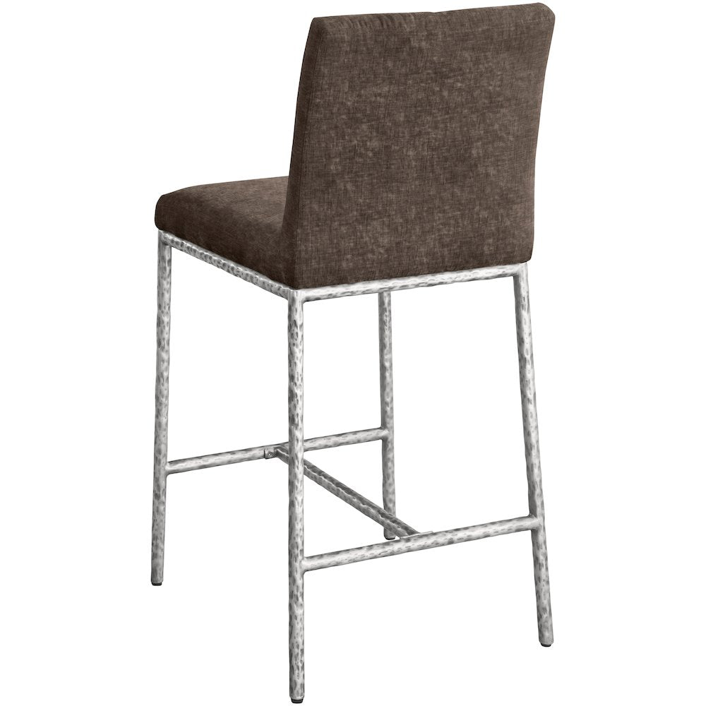 Reeves Brown Chenille Fabric Upholstered Counter Stool, Set of 2