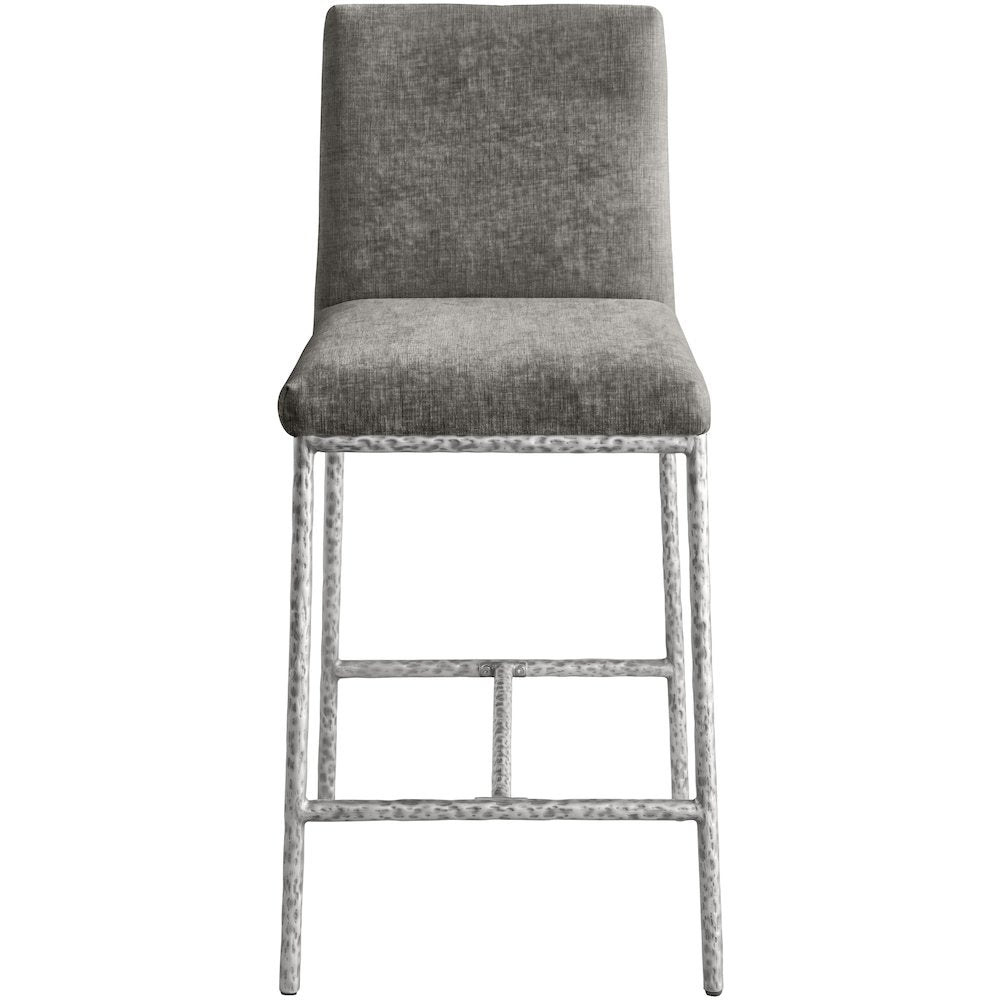 Reeves Grey Chenille Fabric Upholstered Counter Stool, Set of 2