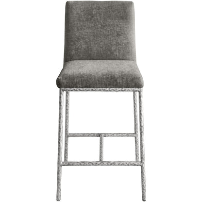 Reeves Grey Chenille Fabric Upholstered Counter Stool, Set of 2