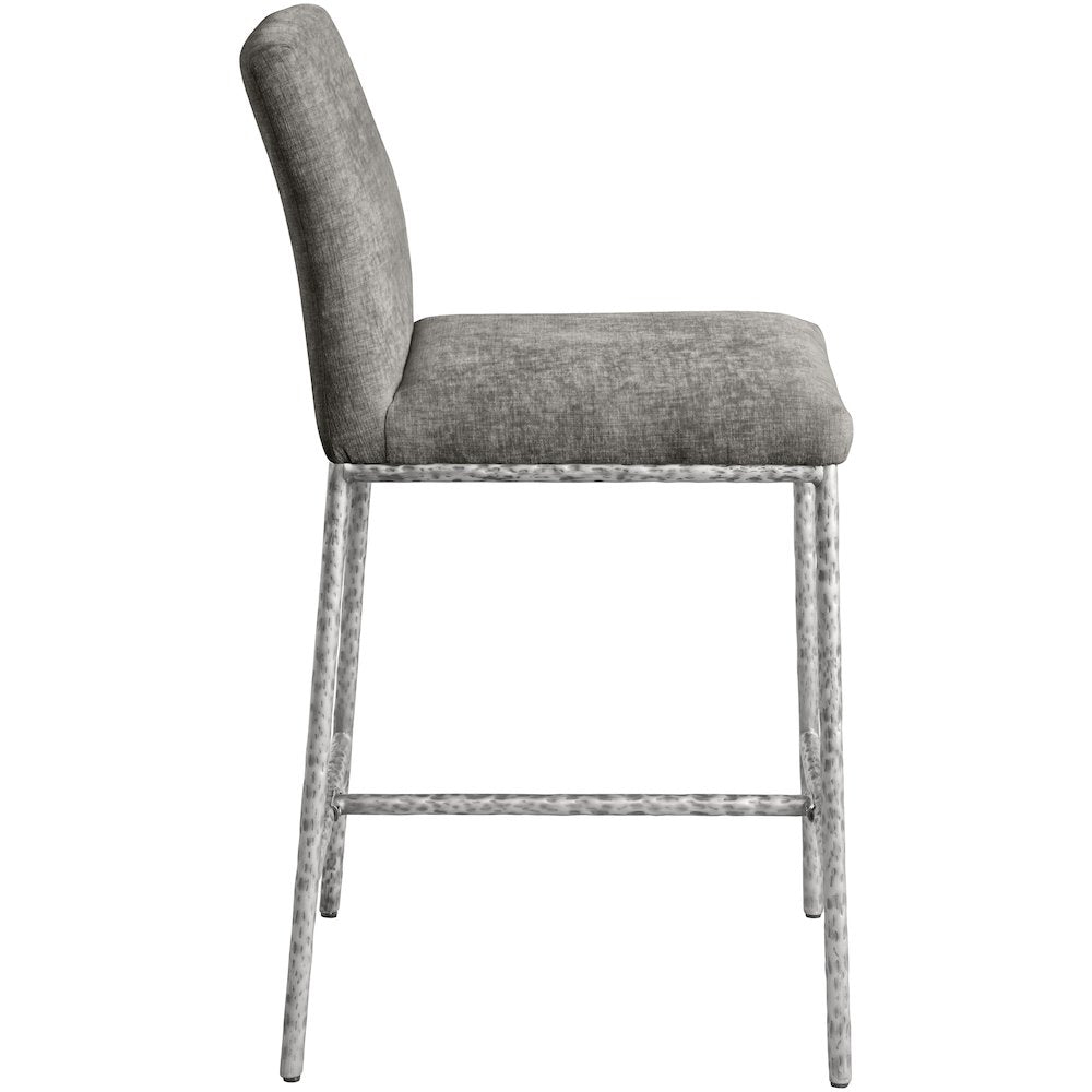 Reeves Grey Chenille Fabric Upholstered Counter Stool, Set of 2