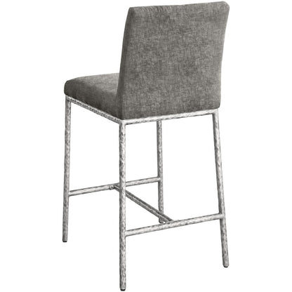 Reeves Grey Chenille Fabric Upholstered Counter Stool, Set of 2