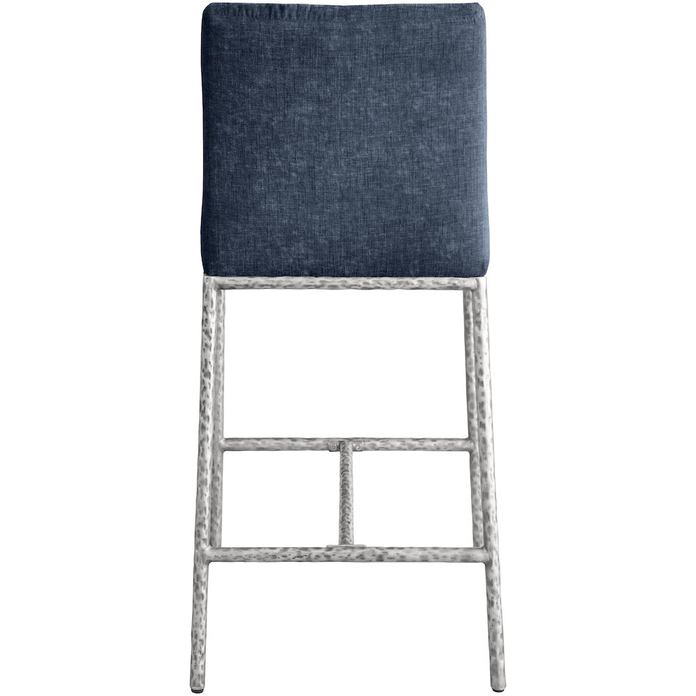 Reeves Navy Chenille Fabric Upholstered Counter Stool, Set of 2