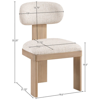 Timbra Beige Linen Textured Fabric Upholstered Dining Chair, Set of 2