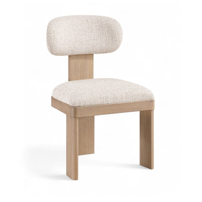 Timbra Beige Linen Textured Fabric Upholstered Dining Chair, Set of 2