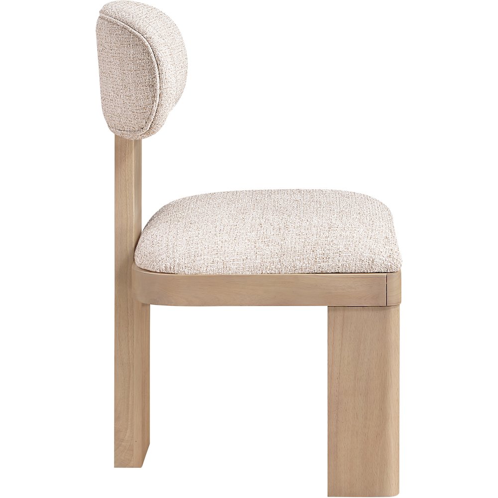 Timbra Beige Linen Textured Fabric Upholstered Dining Chair, Set of 2