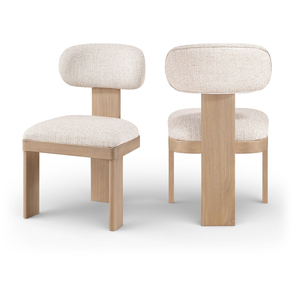 Timbra Beige Linen Textured Fabric Upholstered Dining Chair, Set of 2