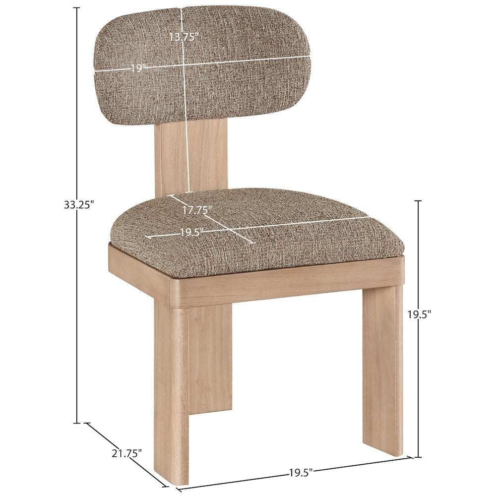 Timbra Natural Linen Textured Fabric Upholstered Dining Chair, Set of 2