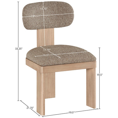 Timbra Natural Linen Textured Fabric Upholstered Dining Chair, Set of 2