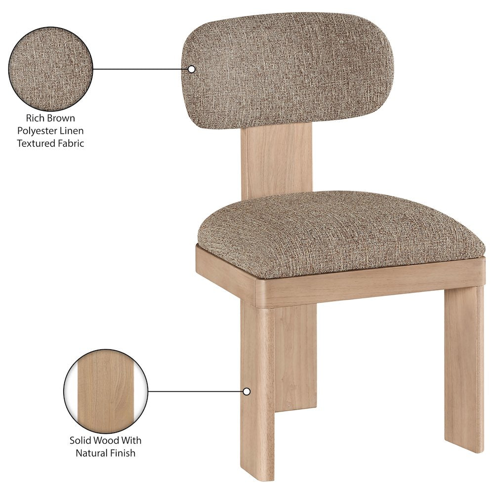 Timbra Natural Linen Textured Fabric Upholstered Dining Chair, Set of 2