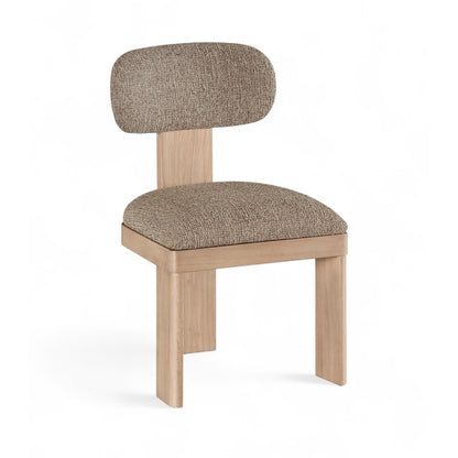 Timbra Natural Linen Textured Fabric Upholstered Dining Chair, Set of 2