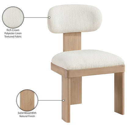 Timbra Natural Linen Textured Fabric Upholstered Dining Chair, Set of 2