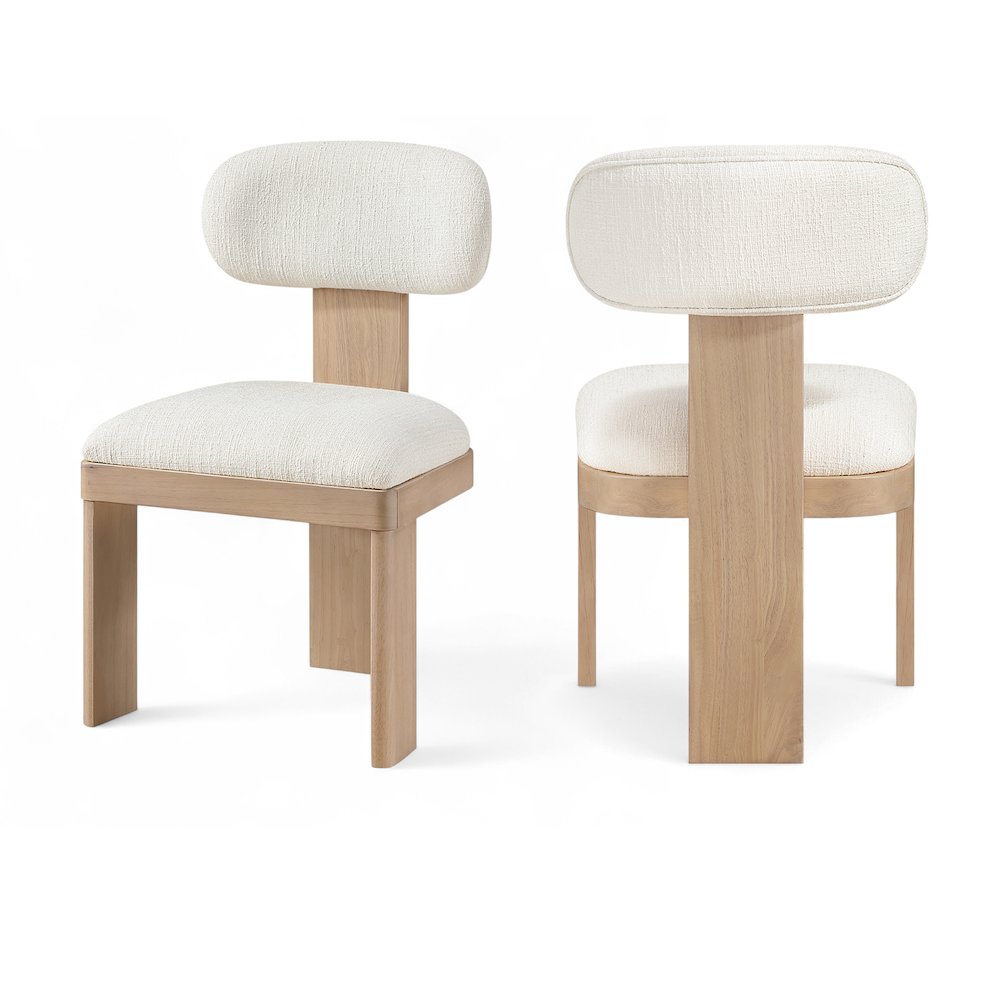 Timbra Natural Linen Textured Fabric Upholstered Dining Chair, Set of 2