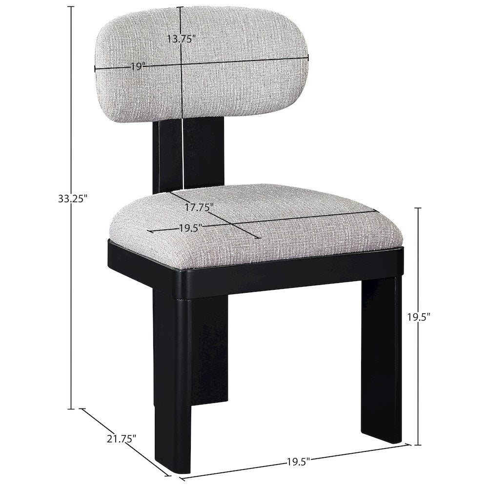 Timbra Black Linen Textured Fabric Upholstered Dining Chair, Set of 2