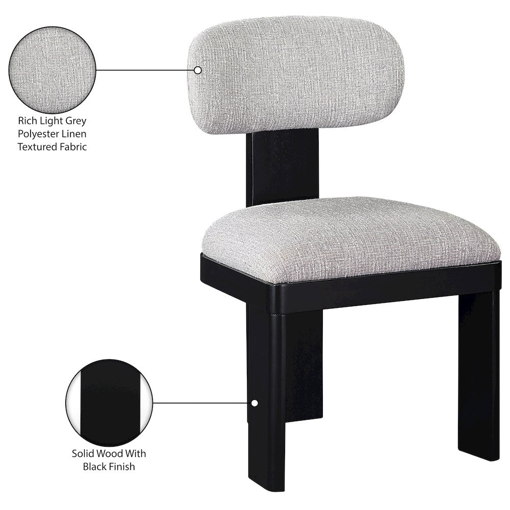 Timbra Black Linen Textured Fabric Upholstered Dining Chair, Set of 2