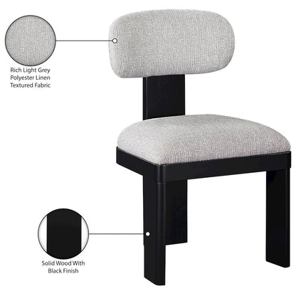 Timbra Black Linen Textured Fabric Upholstered Dining Chair, Set of 2