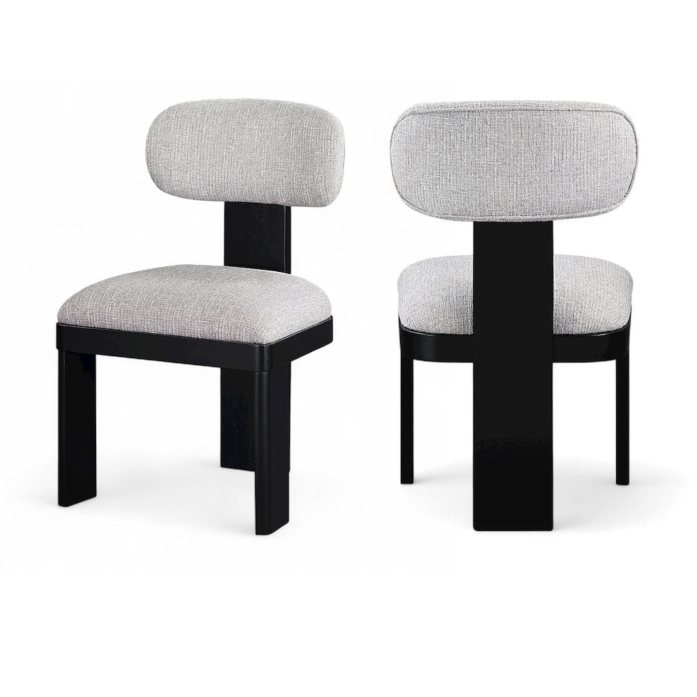 Timbra Black Linen Textured Fabric Upholstered Dining Chair, Set of 2