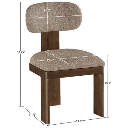 Timbra Brown Linen Textured Fabric Upholstered Dining Chair, Set of 2