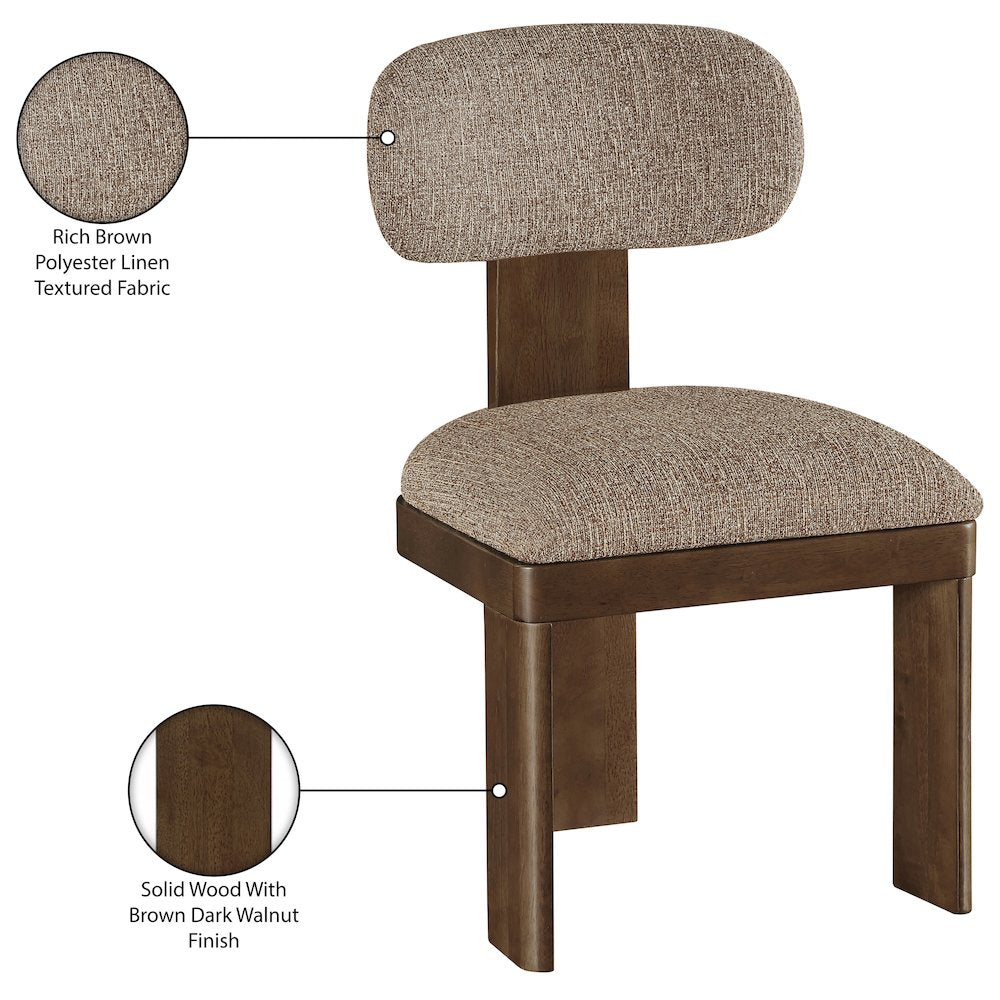 Timbra Brown Linen Textured Fabric Upholstered Dining Chair, Set of 2