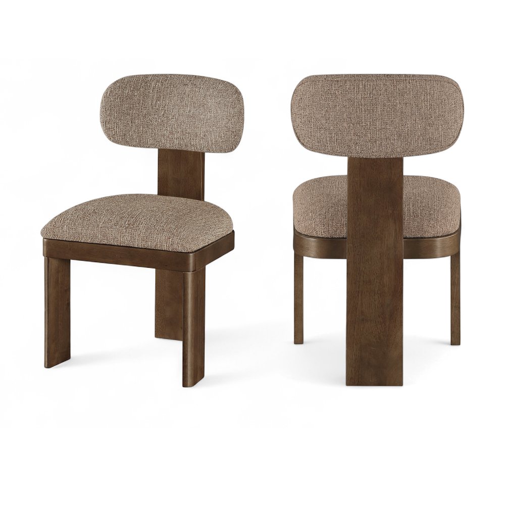 Timbra Brown Linen Textured Fabric Upholstered Dining Chair, Set of 2
