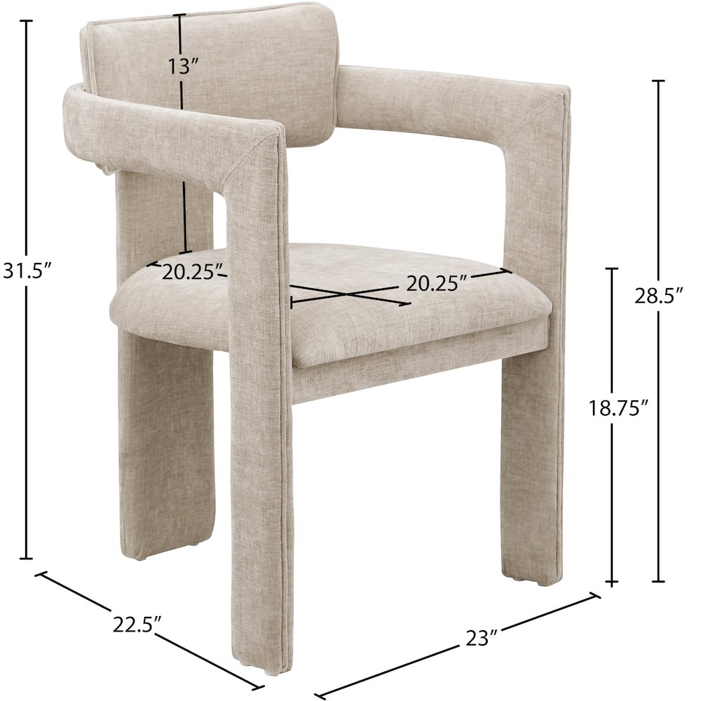 Brenda Beige Chenille Fabric Dining Chair, Set of 2