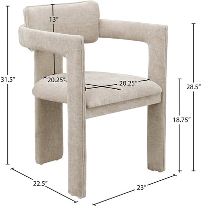 Brenda Beige Chenille Fabric Dining Chair, Set of 2