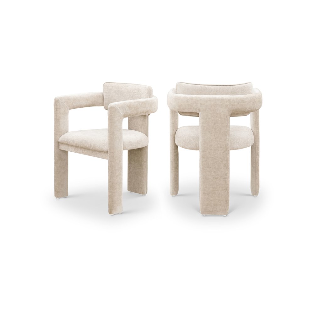 Brenda Beige Chenille Fabric Dining Chair, Set of 2