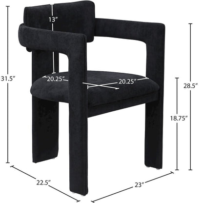 Brenda Black Chenille Fabric Dining Chair, Set of 2