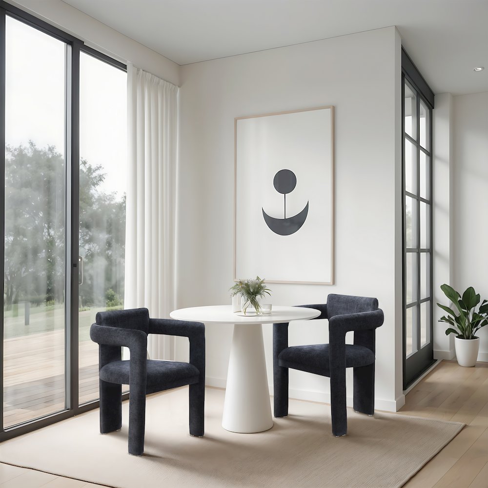 Brenda Black Chenille Fabric Dining Chair, Set of 2