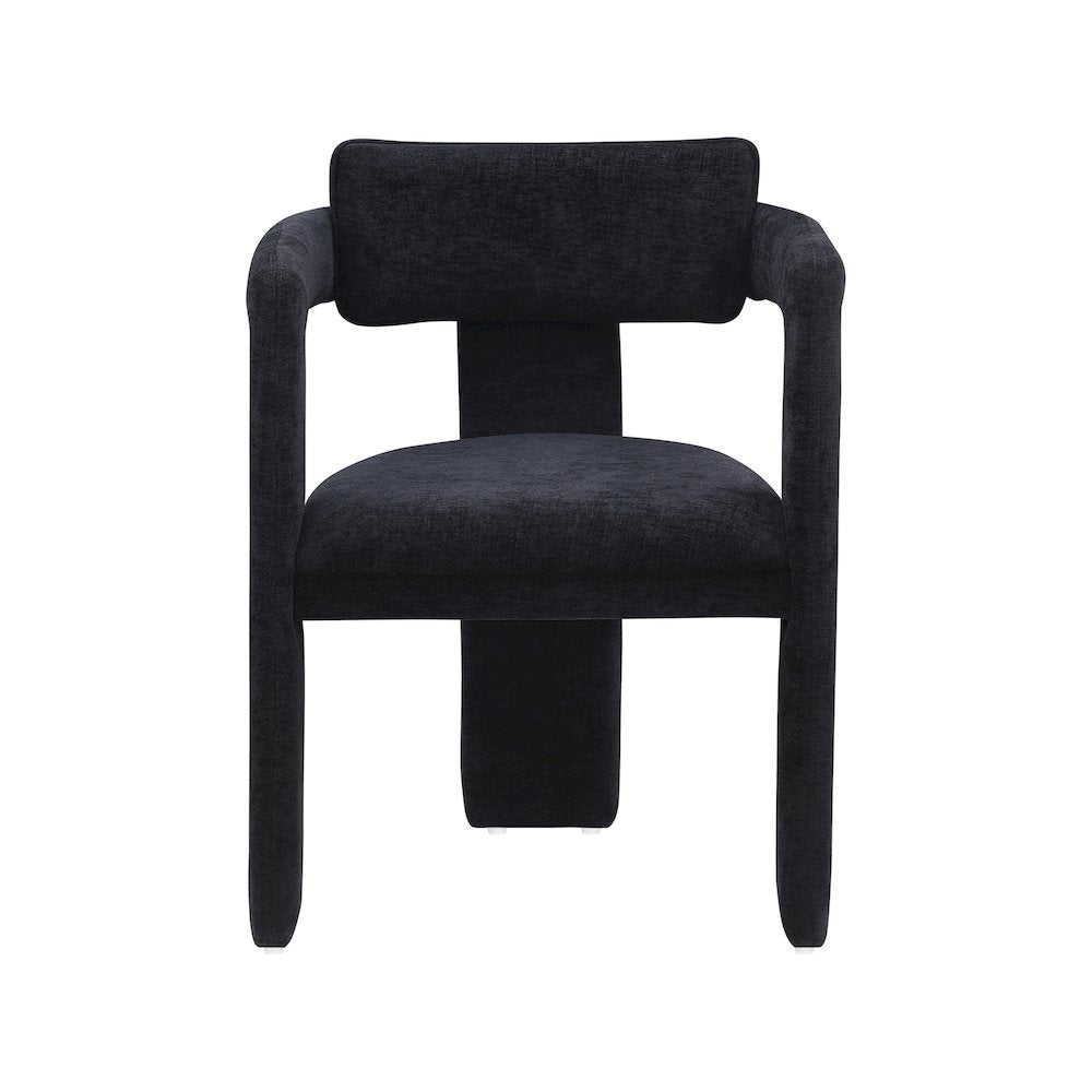 Brenda Black Chenille Fabric Dining Chair, Set of 2