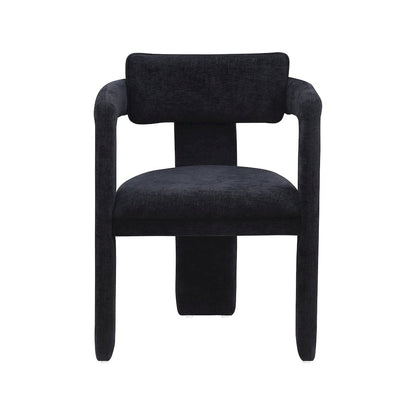 Brenda Black Chenille Fabric Dining Chair, Set of 2