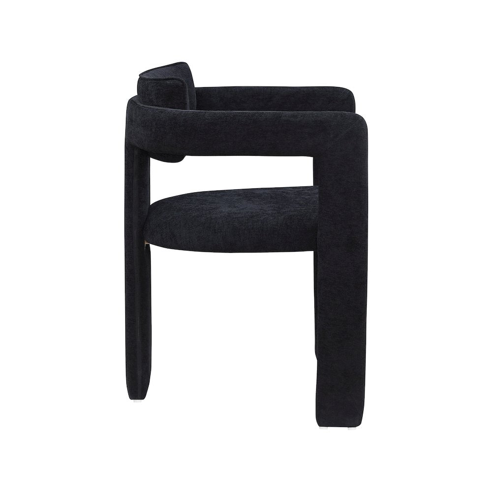 Brenda Black Chenille Fabric Dining Chair, Set of 2