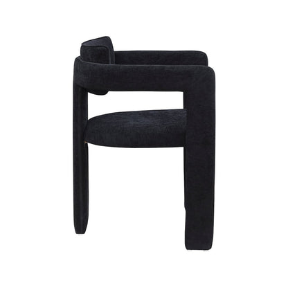 Brenda Black Chenille Fabric Dining Chair, Set of 2