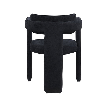 Brenda Black Chenille Fabric Dining Chair, Set of 2